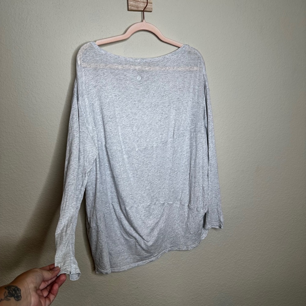 Lululemon Gray Heathered Long Sleeve‎ Boatneck Oversized Top Relaxed Fit L - Picture 4 of 7